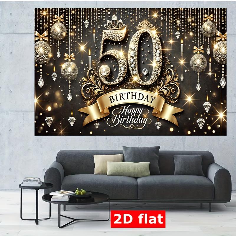 1 piece of 2D flat curtain for 50th birthday polyester photo background cloth party banner and flag birthday supplies