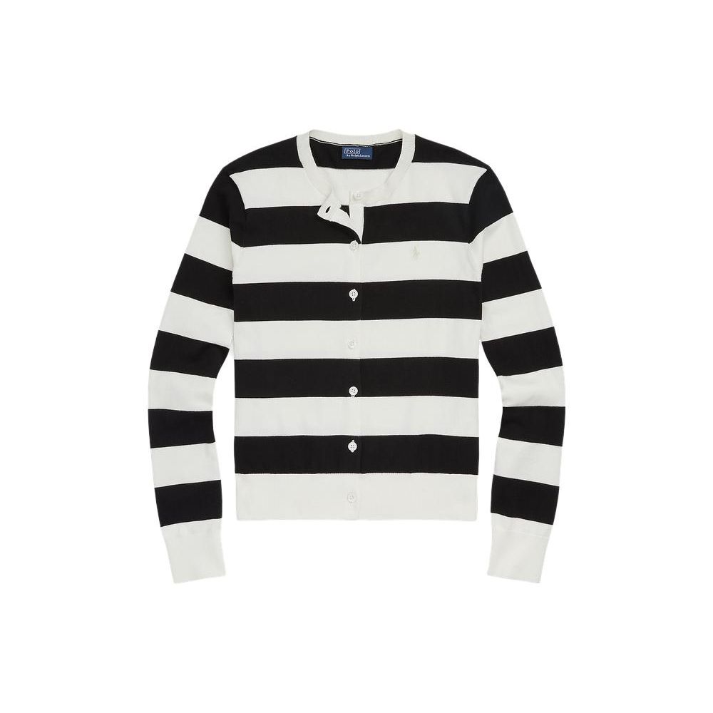 Polo Ralph Lauren Ss23 Вязаный кардиган с длинным рукавом в полоску на одной пуговице Женские кардиганы Черный WMPOSWENDW20141-999