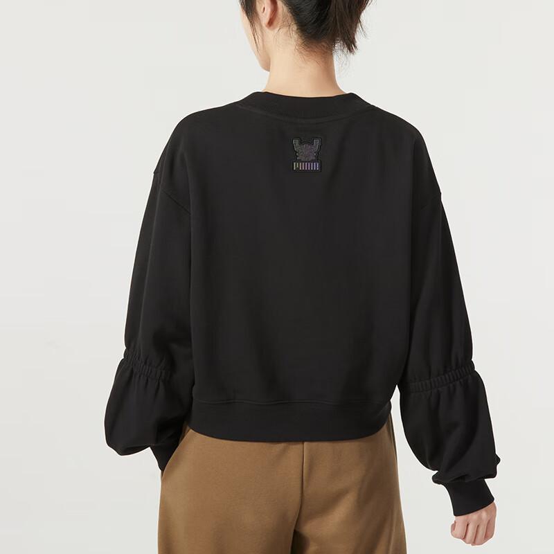 Puma Круглый вырез с принтом дышащая повседневная толстовка с длинным рукавом женская толстовка черная 625251-01