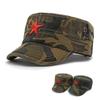 Cotton Camouflage Hat Embroidered Five-Pointed Star Flat Top Hat Men Outdoor Sunscreen Sun Hat Mountaineering Travel Hat