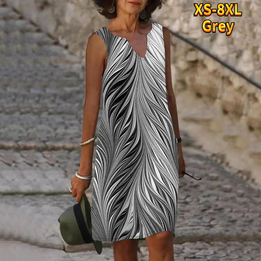 Женское летнее платье с v-образным вырезом, раскачивающееся на ветру, повседневное модное платье без рукавов, повседневные свободные сексуальные платья размера плюс XS-8XL