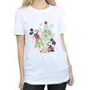 Disney Womens/Ladies Mickey And Minnie Christmas Tree Cotton Boyfriend T-Shirt