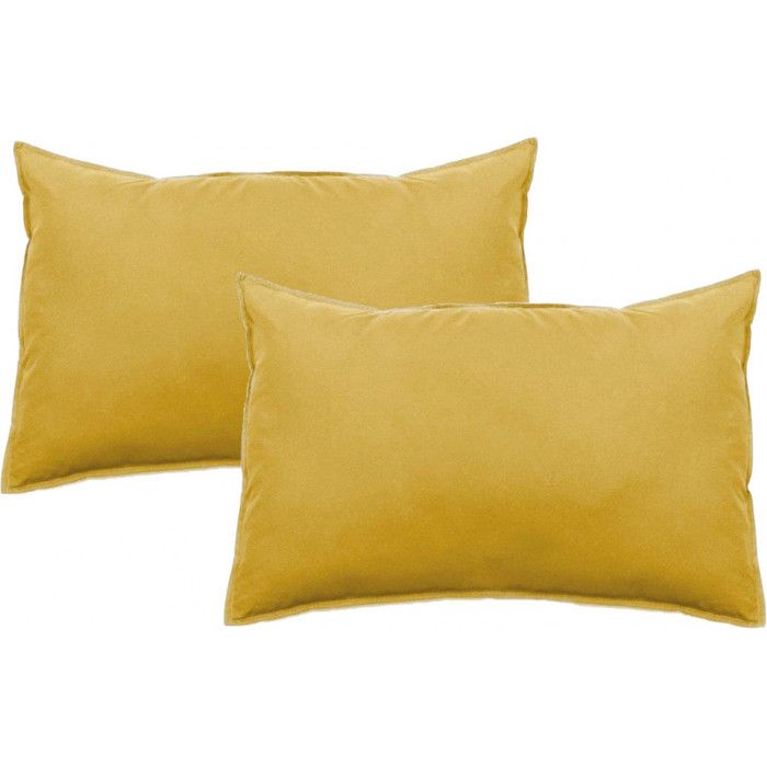 Set of 2 Palace Pillowcases Pure Washed Cotton Dyed 63 Threads/cm² South Wind - Palace Curry - Set of 2 Pillowcases 50 X 70 Cm