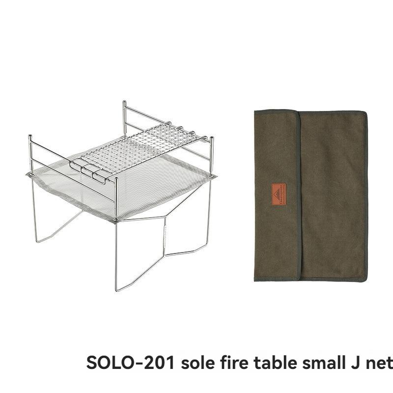 CAMPINGMOON Small Stainless Steel Solo Stove Winter Fire Pit With J-Shaped Grill Net Foldable And Portable Barbecue Grill