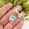 Natural Sky Blue Topaz Gemstone 925 Sterling Silver Handmade Jewelry Cufflinks CL-2-6