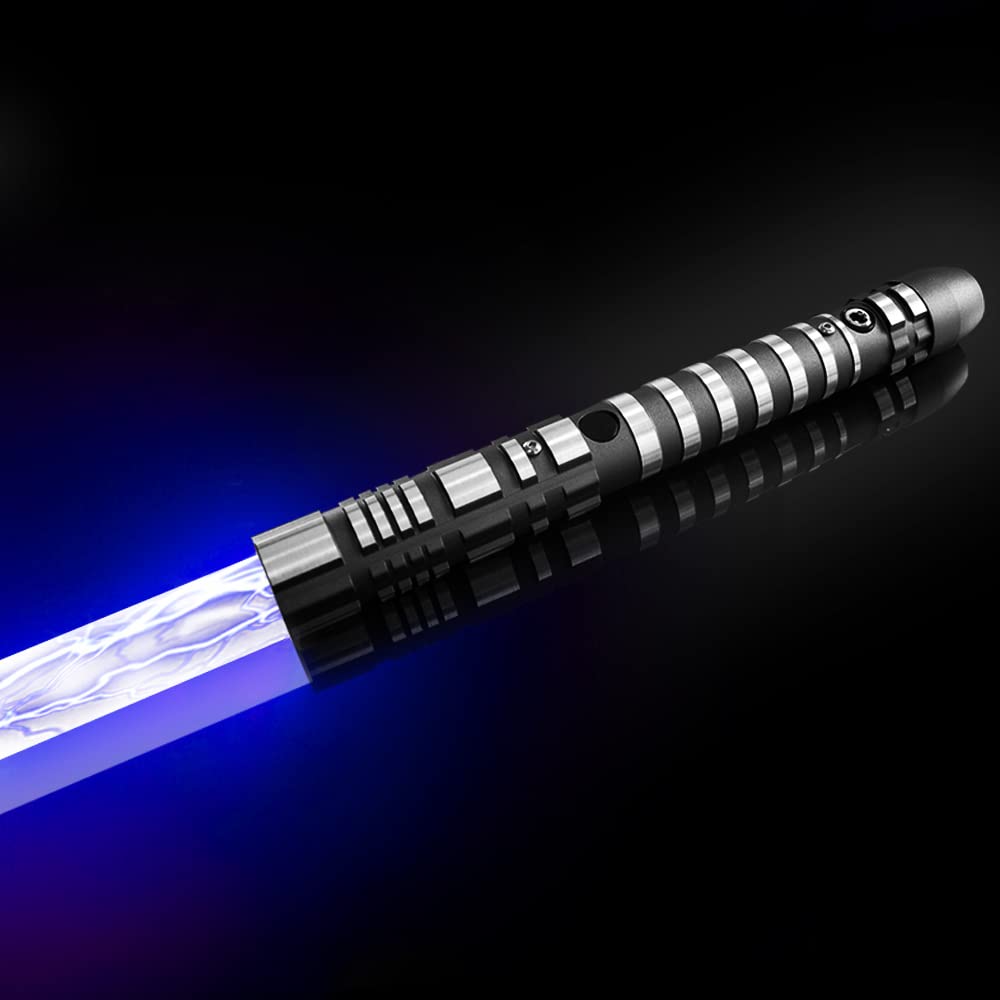 YDD Saber Lightsaber RGB 16 Color Change Metal Aluminum Pattern Ghost Premium Force FX Black Series Lightsaber with 3 Mode Sound Enables Authentic