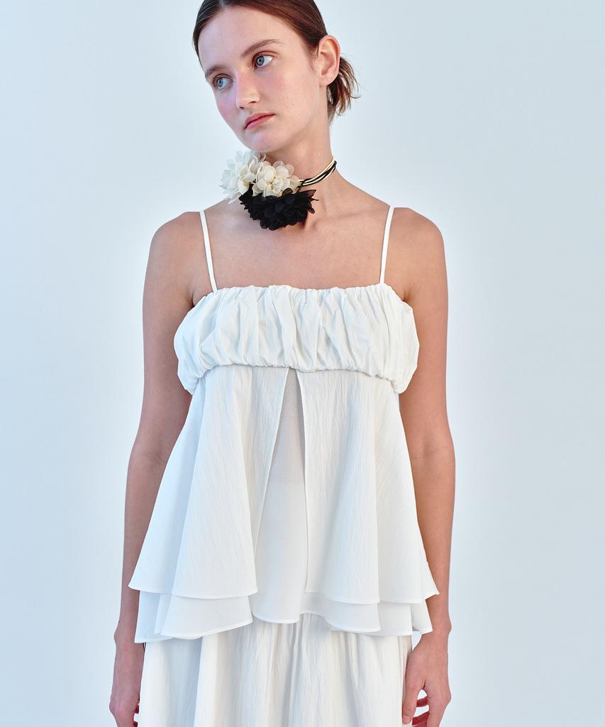 SO IR Layered Shirring Blouse - White