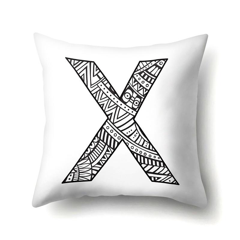 Полиэстеровая наволочка Рисунок карандашом Геометрический декоративный принт 26 английских букв Наволочка для подушки Простой