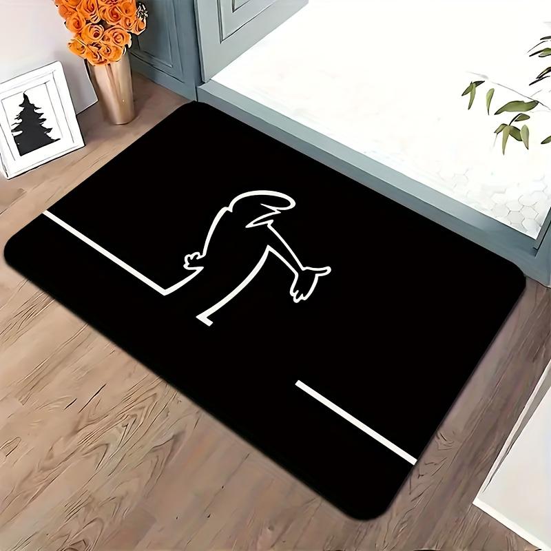 1pc Modern Black and White Lines DoorMat, Non-slip Carpet, Suitable for Living Room, Bedroom, Bathroom, Holiday Home Decoration