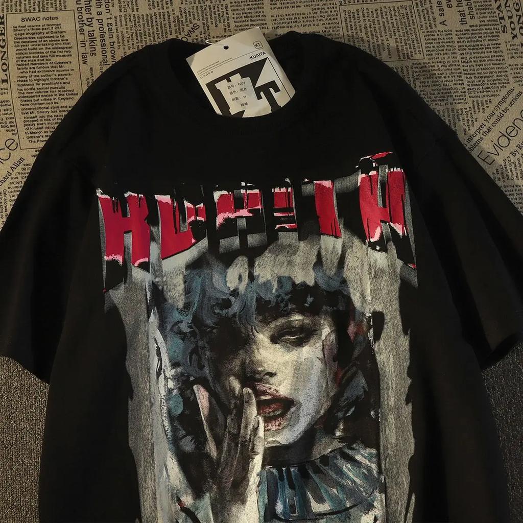 Men'S T Shirts Summer Beach Harajuku Casual Loose O-Neck Oversize Women Y2K Short Sleeve Tops Beach Tees Fashion Retro Printing