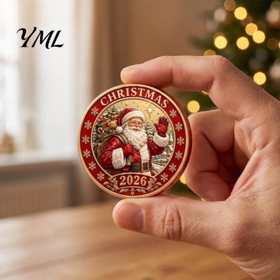 Unique Christmas Stocking Stuffers 2026 Coin, Holiday Commemorative Keepsake with Embossed Colorful Relief Art Coins Santa/Gingerbread Man/Snowman/Elk