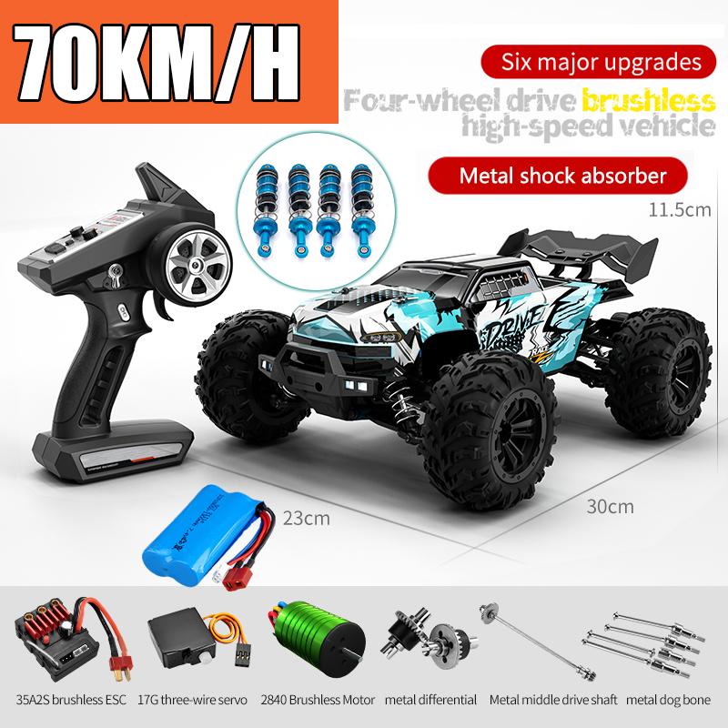 Радиоуправляемая машина Внедорожник 4x4 Высокоскоростная 70 км/ч Машина на дистанционном управлении со светодиодной фарой Бесколлекторный 4WD 1/16 Монстр-трак Игрушки для мальчиков Подарок