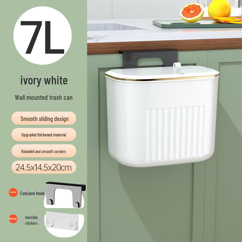 Wall-Mounted Kitchen Waste Bin with Lid - Versatile Trash Basket for Kitchen or Bathroom.