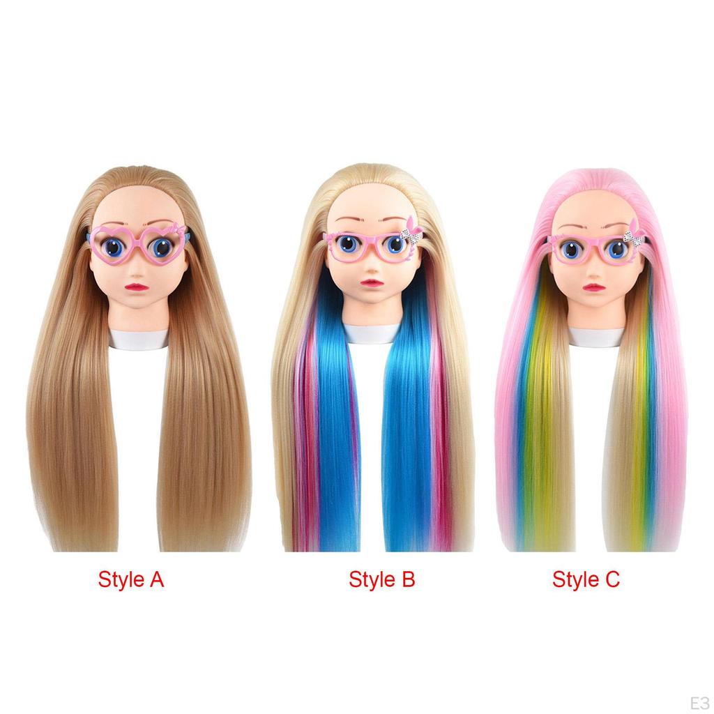 Модель головы куклы с настольной подставкой Тренировочный манекен для практики укладки волос для детей