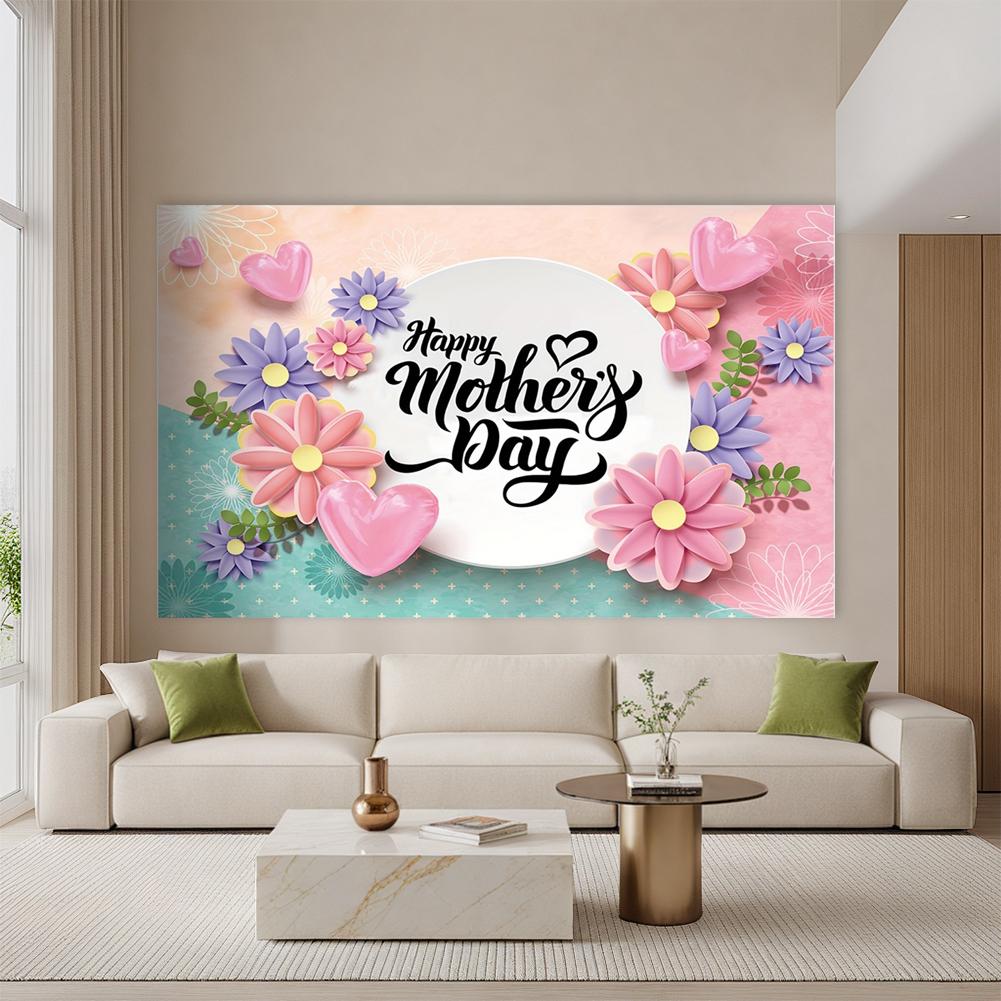 Happy Mothers Day Banner Mothers Day Backdrop Flower Themed Mothers Day Hanging Sign Mothers Day Decoration for Photography