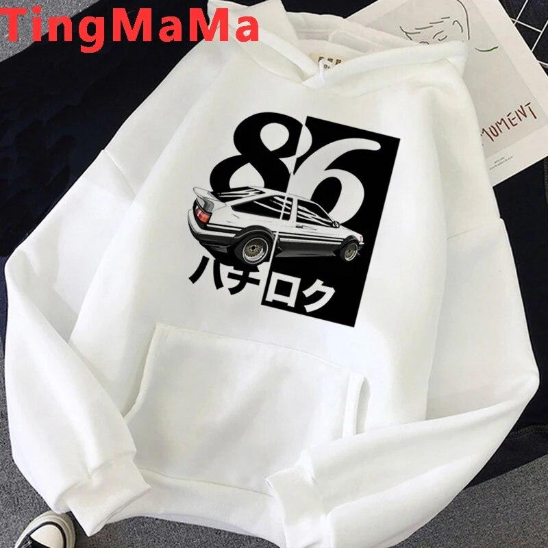 Hot Japanese Anime Initial D Hoodies Unisex Kawaii Cartoon Harajuku Winter Warm Unisex Tops Streetwear Fashion Sweatshirts Male Unisex