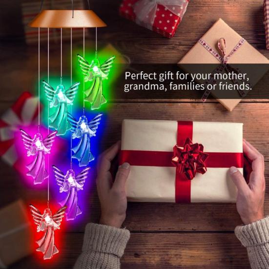 Solar Light Wind Chimes Multicolour Gradient Waterproof Create Atmosphere Hanging Pendant Outdoor Decoration