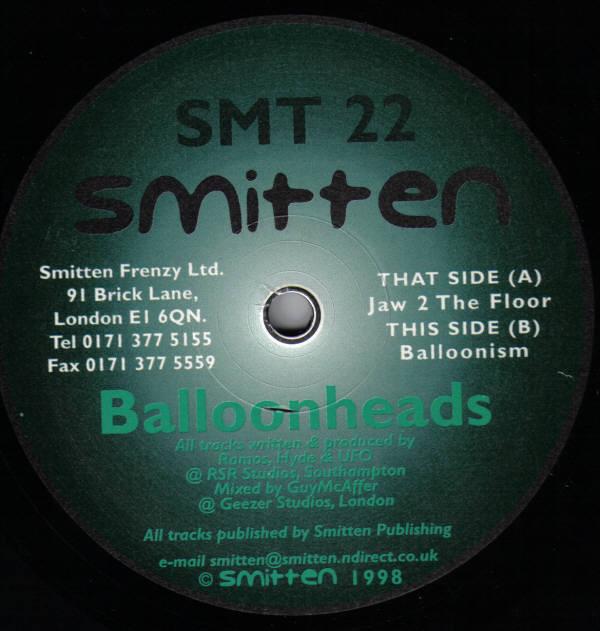 12-дюймовая пластинка BALLOONHEADS - Jaw 2 The Floor / Balloonism SMT22 Smitten 1998 Великобритания Танцевальная и электронная музыка Б/у