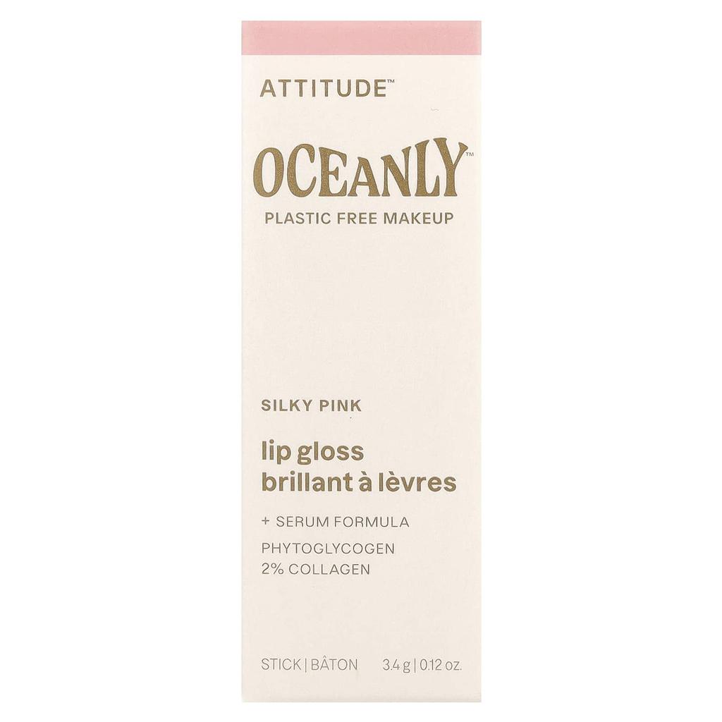 ATTITUDE, Oceanly™, блеск для губ, шелковисто-розовый, 3,4 г (0,12 унции)
