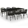 Garden Dining Set, 7 Pcs, Black.