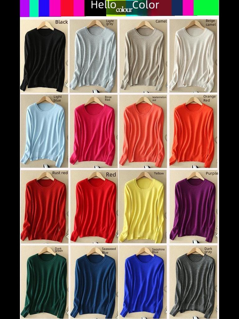 Женский вязаный свитер с круглым вырезом - пуловер большого размера на осень/зиму