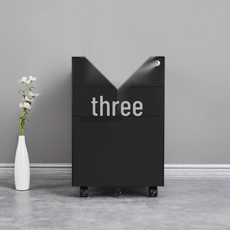 Mobile Three-Drawer Metal File Cabinet with Lock for Under-Desk Office and Printer Storage