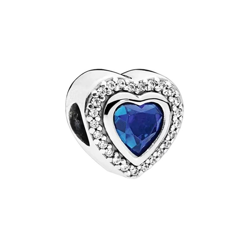 Sparking Butterfly Heart Clip Charm Beads Dangle Silver Bracelet Necklace For Diy Jewelry Women Gift