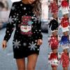 Long Sleeve Dress For Women Casual Christmas Printed Pullover Hip Pack Dress Sweater Dress Autumn