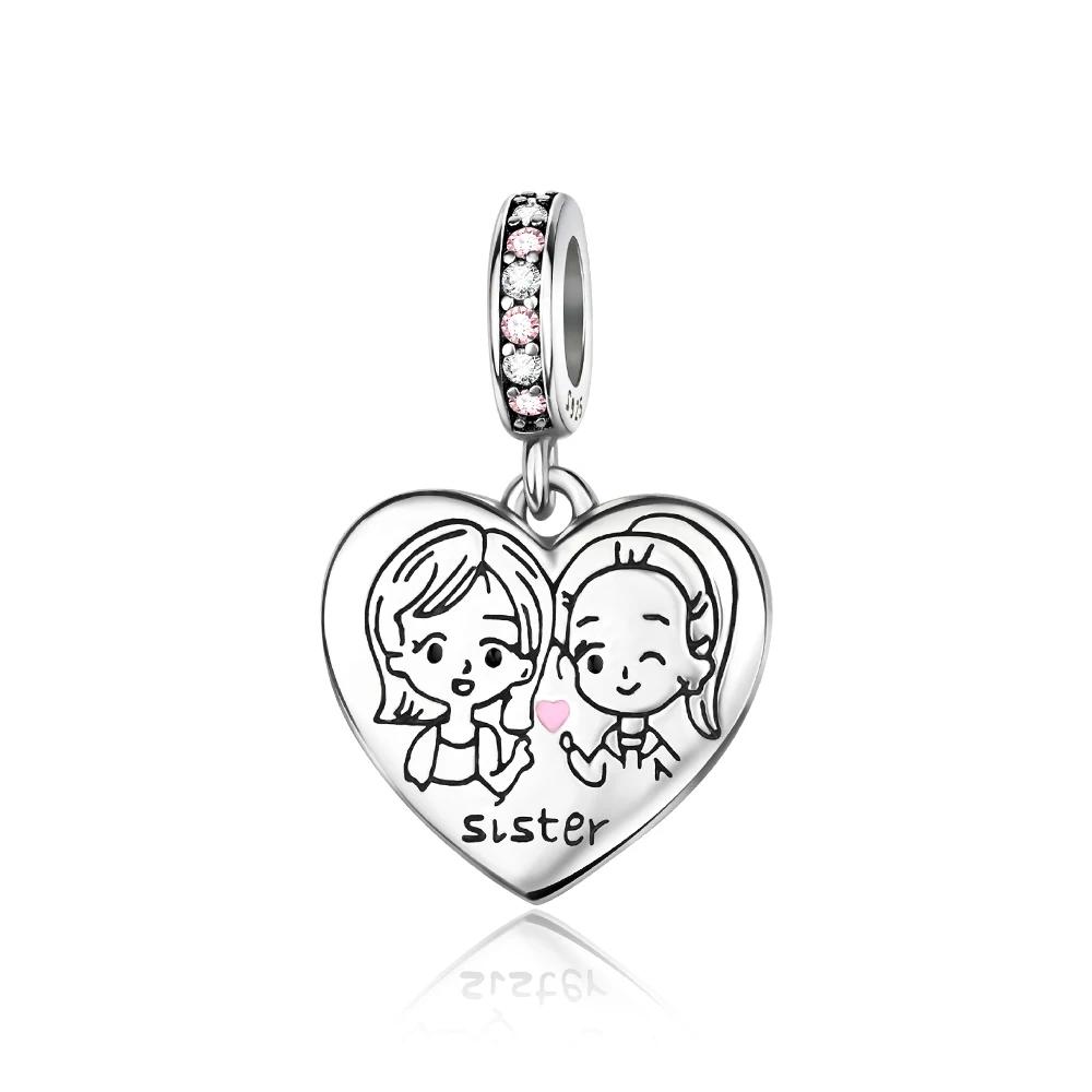 Медные Подвески Оригинальный Дизайн Синие Глаза Циркон Кот Собака Бусина Сердце Подвеска Для Браслета Своими Руками Для Женщин Свадебные Украшения Подарок