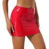 Women Sexy Skirts Glossy Patent Leather Miniskirt Solid Color Elastic Waistband Pencil Skirt Shiny Wet Look Latex Skirt Clubwear