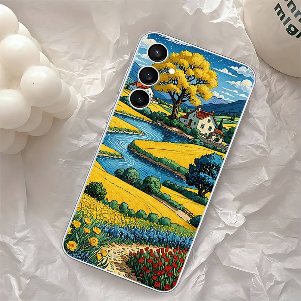 Сельская местность Поле пшеницы Искусство Чехол для телефона Для Samsung Galaxy A52 A12 A51 S21 Edge S22ULTRA S23 S24 S20LITE Plus Ultra Прозрачный