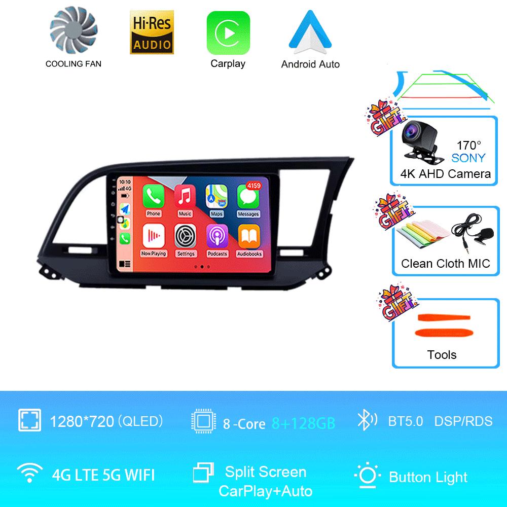 Автомобильное радио Android 14 для Hyundai Elantra 6 2015 2016 2017 2018 Мультимедийный видеоплеер GPS-навигация Разделенный экран DPS 360 камера