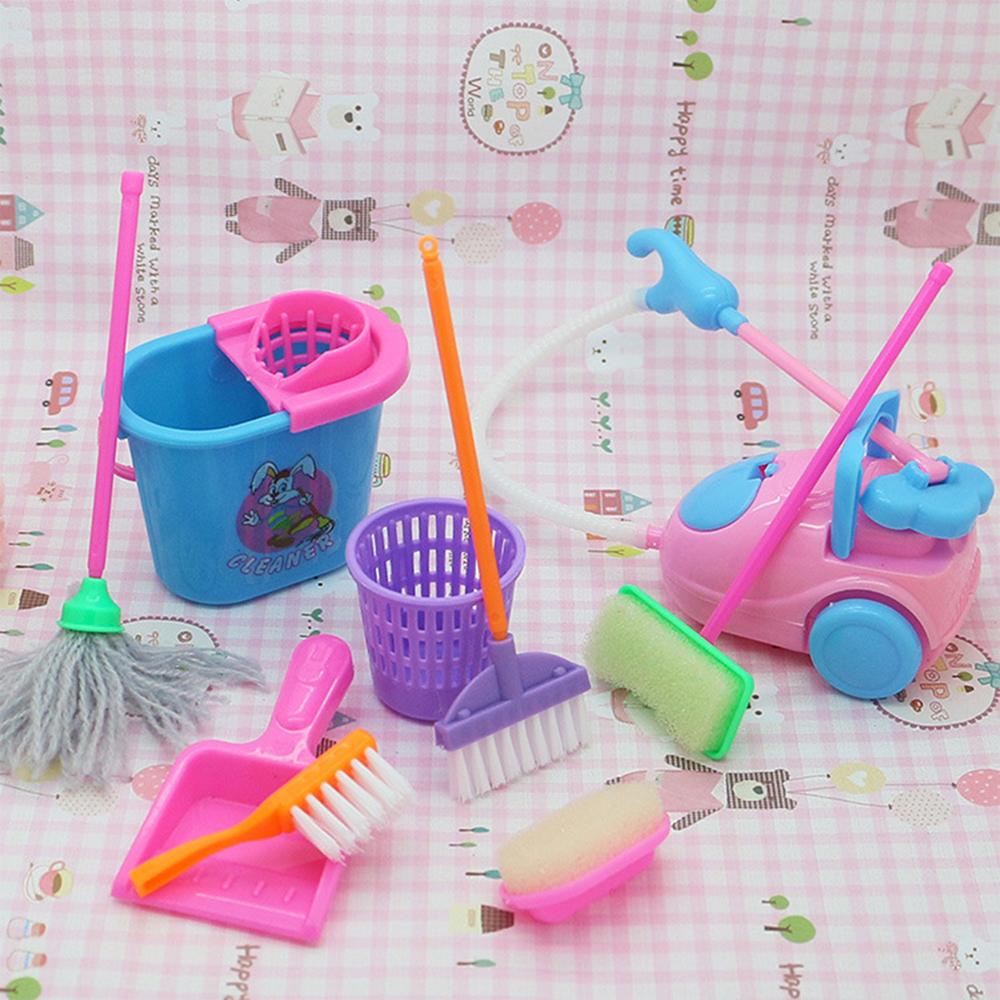 Doll House Furniture Bed Table Chair For 11.8inch 30cm Doll Plastics Cleaning Tools Accessories Mini Furniture Model Gifts Toys