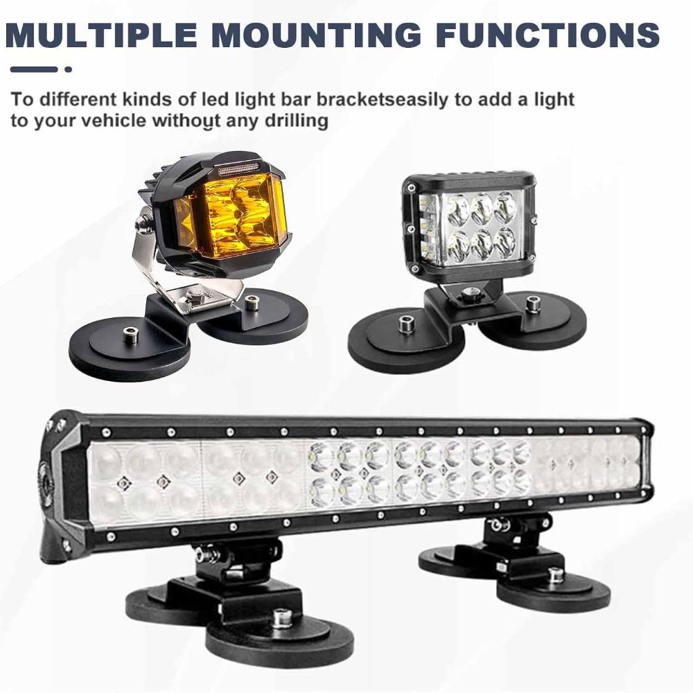 Work Lights Holder 2 Pieces, 3.46inch for Led Light Bar Headlamp Ultra-strong Magnetic Holder For Use On the Roof, the Hood with Rubber Seal