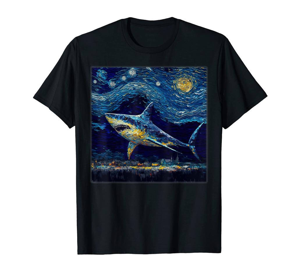 Surrealism Starry Night Mako Shark T-shirt