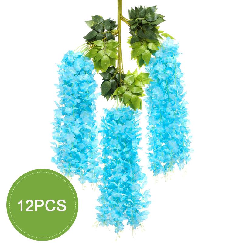 12X искусственные поддельные висячие шелковые цветы глициния виноградная лоза растение сад домашний декор