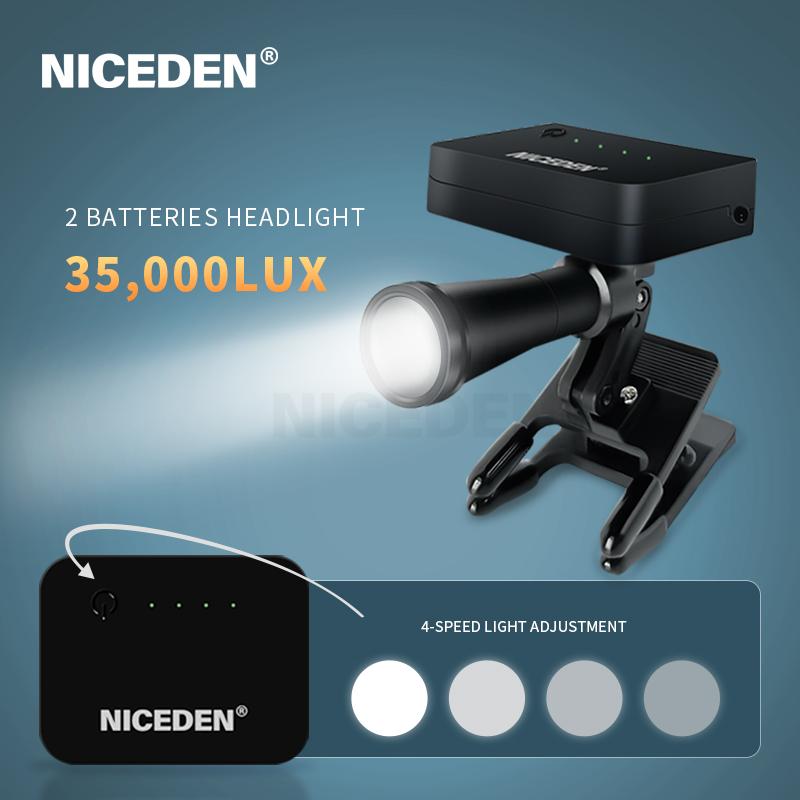 NICEDEN 2025 хит продаж стоматологический налобный светильник 5 Вт с супер мощным прожектором 35000 люкс прозрачный и чистый