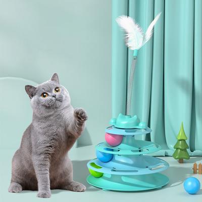 3-уровневая башня-игрушка для кошек, тренажер, игрушка для питомцев, веселая игра-головоломка, игрушки для котят, для нескольких кошек