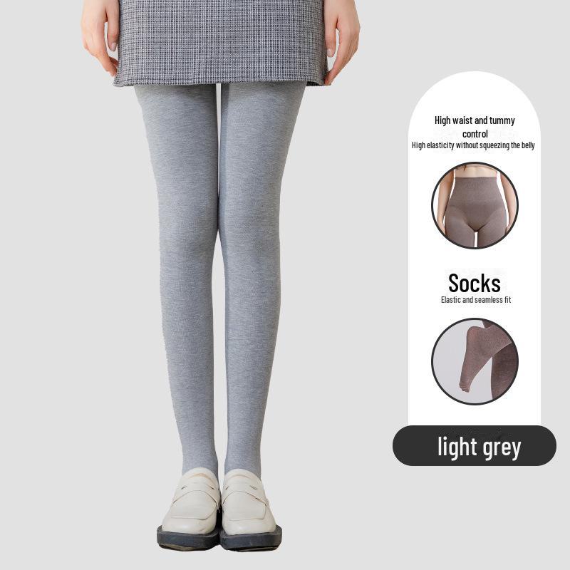 Серые колготки Fishbone с высокой талией: Утолщенные, бархатистые, нескользящие колготки для женщин — сохранят ноги в тепле осенью и зимой.