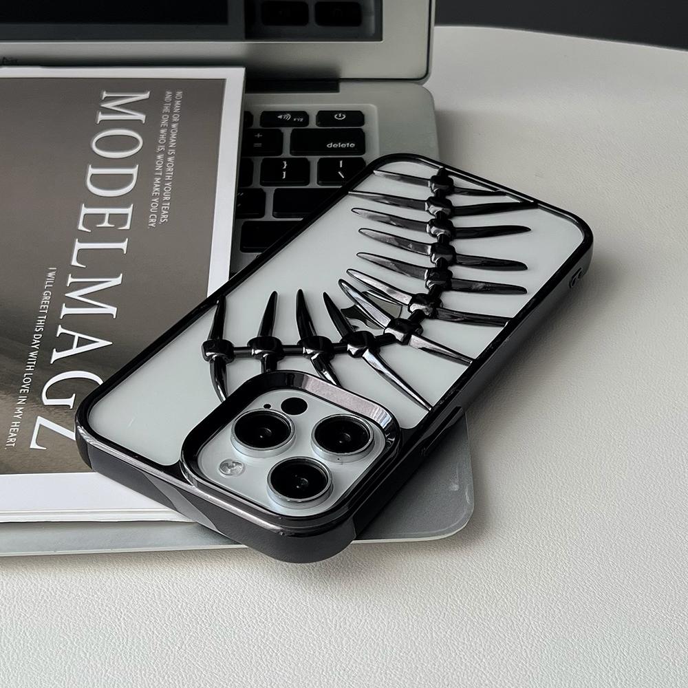3D чехол-рыбья кость с полыми элементами для рассеивания тепла для iPhone 16 15 14 13 12 11 Pro Max, противоударный, гальванизированный, мягкий