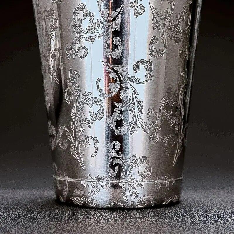 550 мл/750 мл гравировка из нержавеющей стали коктейльный барный шейкер Бостон барные инструменты