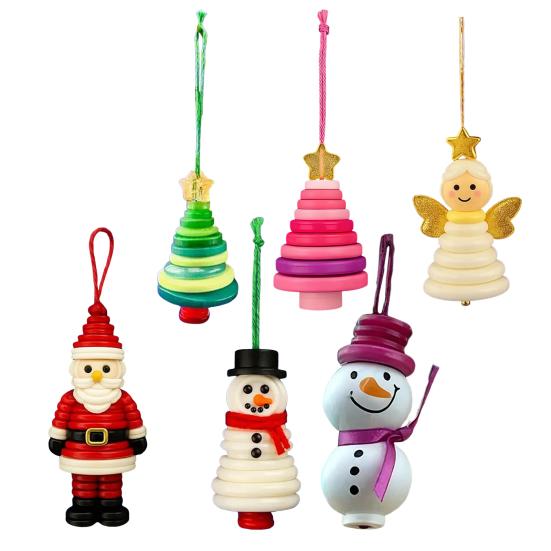 DIY Button Christmas Ornament Kit Stacked Colorful Buttons Christmas Snowman/Santa/Angel/Tree Craft Making Set for Holiday Decor
