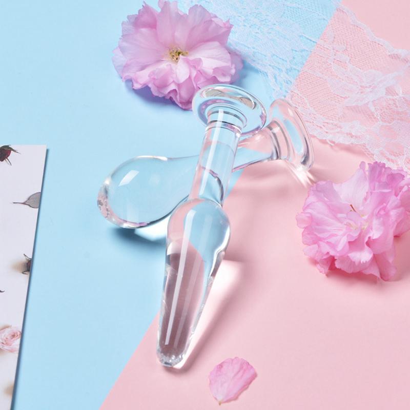 Кристально чистый стеклянный дилдо, анальные бусины, пробка, стимуляция точки G, женская мастурбация, взрослые секс-игрушки для лесбиянок