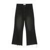 Men's New American Style Pants with Ruffled Hem Design and Micro Flared Black Jeans