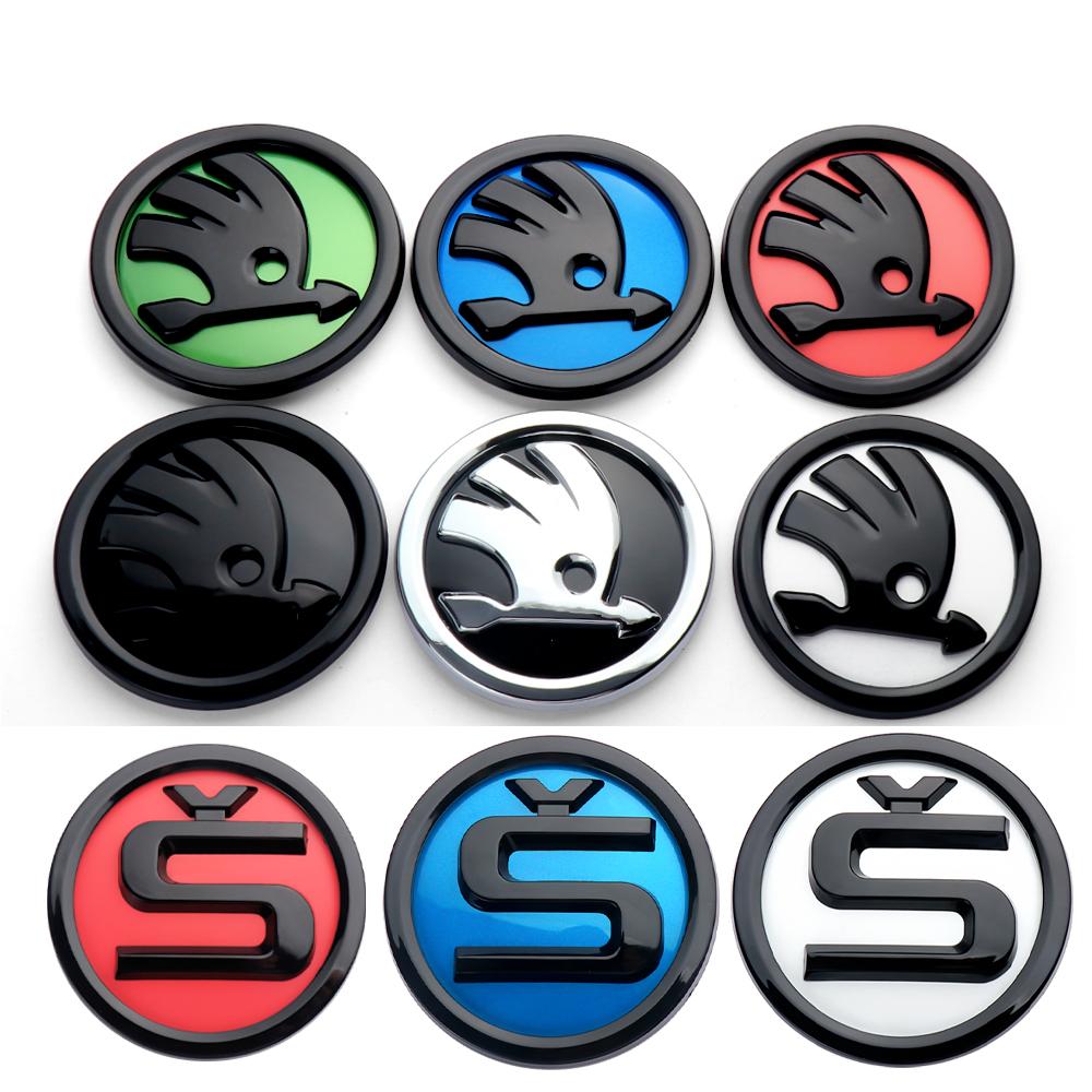 80/90/100mm ABS Emblem Car Front Hood Badge Trunk Sticker For Skoda Octavia Rapid Fabia S Logo Superb Kamiq Kodiaq Scala Karoq usbn43