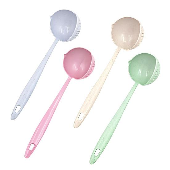 2-In-1 Long Handle Soup Ladle with Strainer Soup Spoon Essential Kitchen Tool for Cooking And Serving Hot Soups