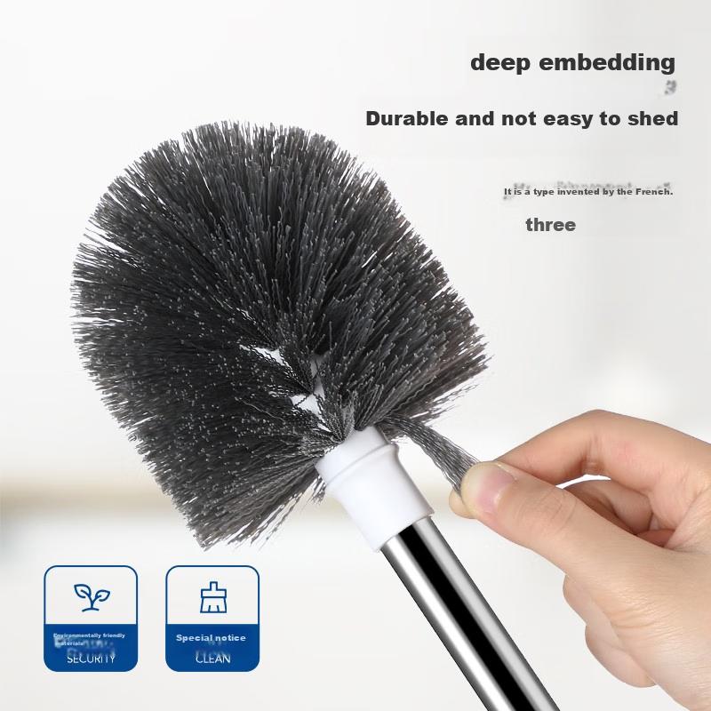 LYNN Toilet Brush Set, Bathroom Cleaning Brush, Long Stainless Steel Handle Toilet Brush with No Dead Angles