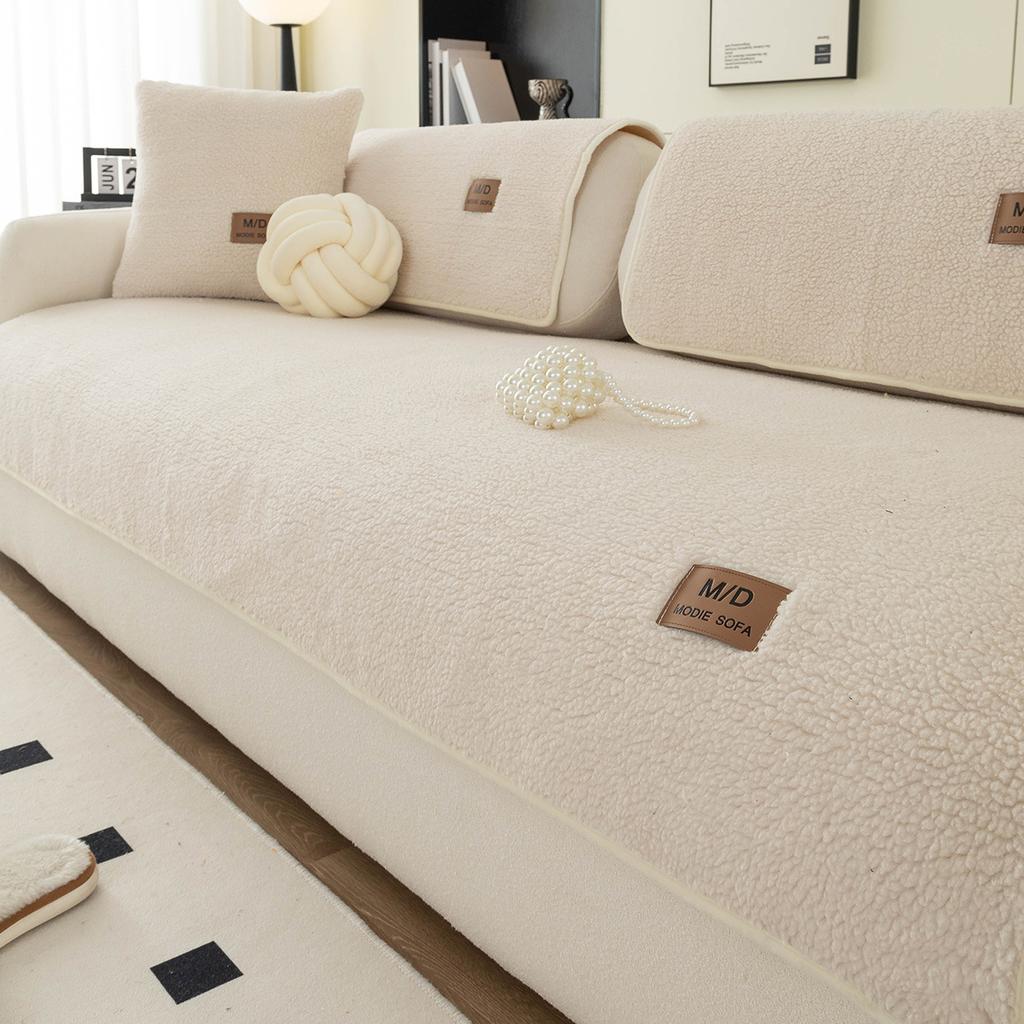 Плюшевая подушка для дивана из овечьей шерсти Осень и зима Новая утолщенная всесезонная универсальная подушка для сиденья Нескользящий чехол Покрывало Тканевое полотенце