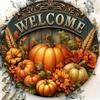 Attractive 8" Round Metal Welcome Sign - Perfect for Fall, Thanksgiving and Harvest Festival Decorations | Ideal for Home, Cafe