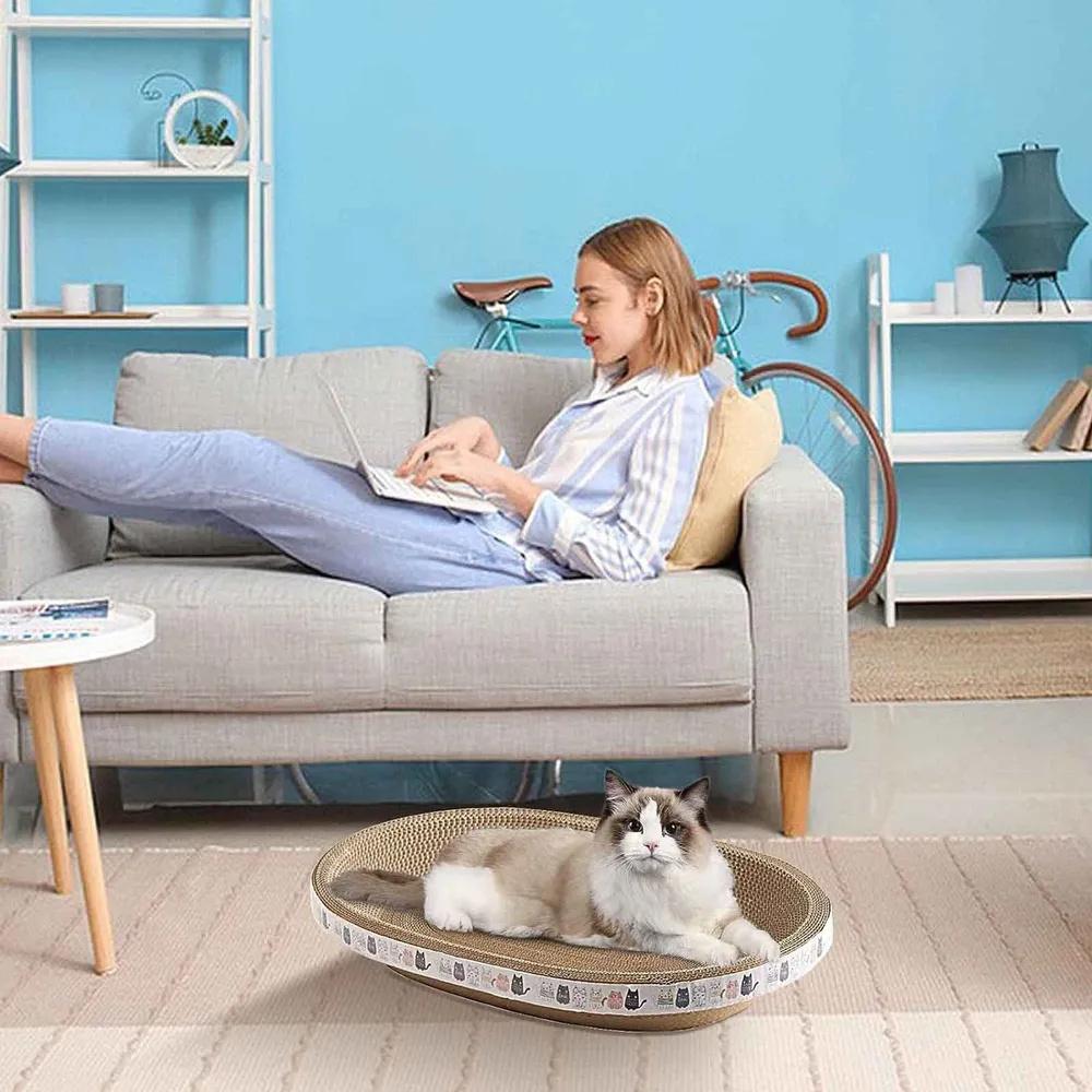 Овальная когтеточка для питомцев из гофрированного картона, лежанка для питомца